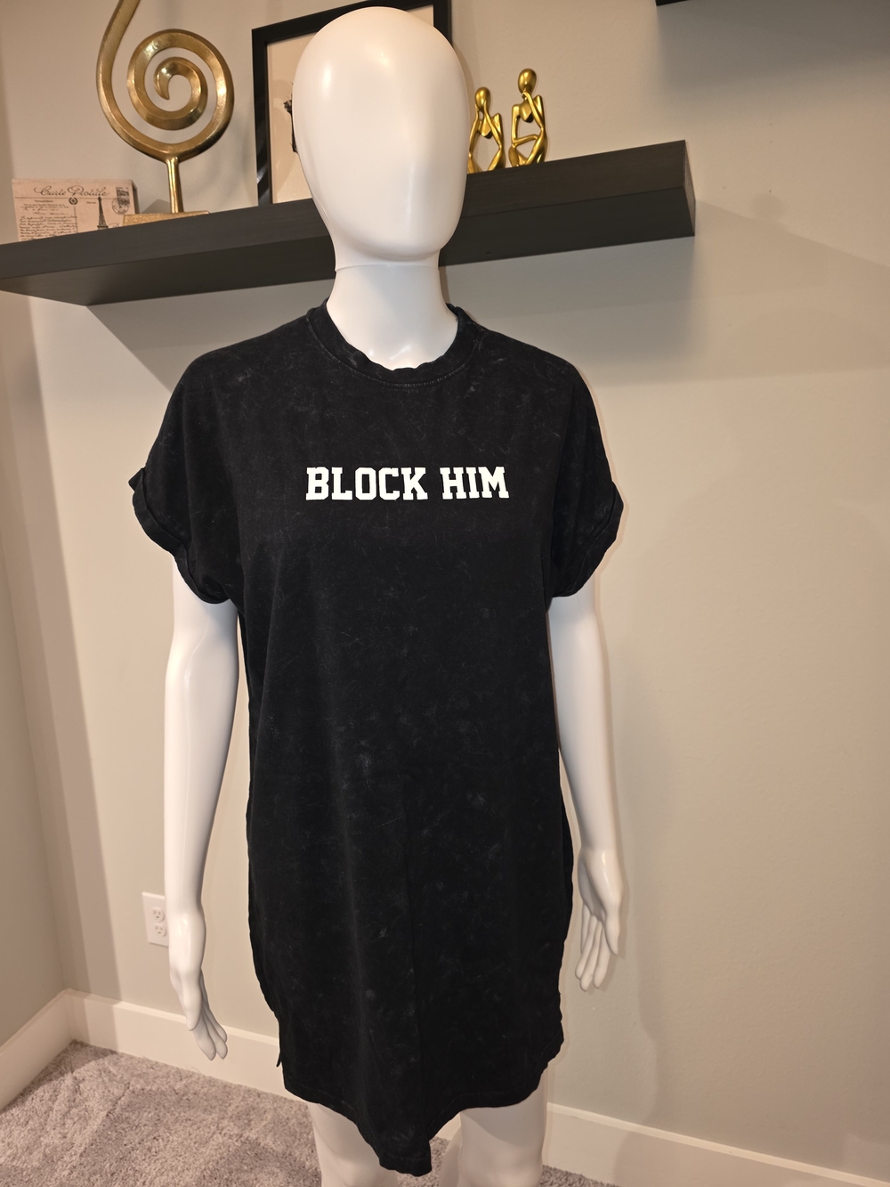 Long Forever 21 Black "BLOCK HIM" Graphic Tee Dress